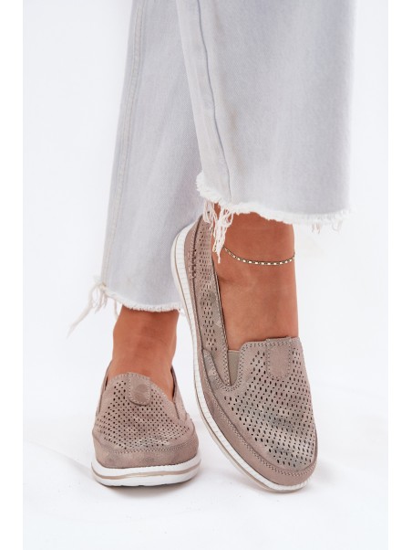 Suede Slip-on Shoes Beige-Gold Inez