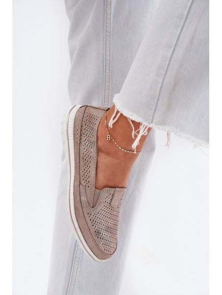 Suede Slip-on Shoes Beige-Gold Inez