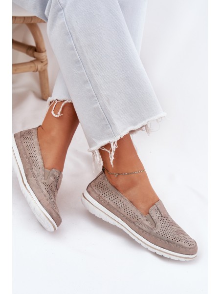Suede Slip-on Shoes Beige-Gold Inez