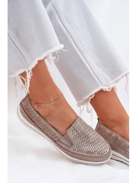 Suede Slip-on Shoes Beige-Gold Inez