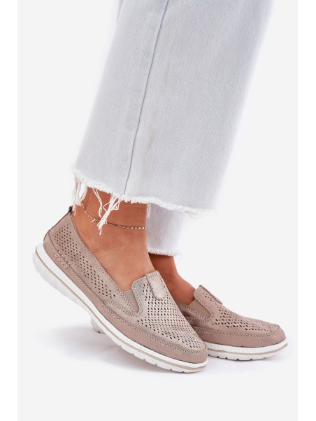Suede Slip-on Shoes Beige-Gold Inez