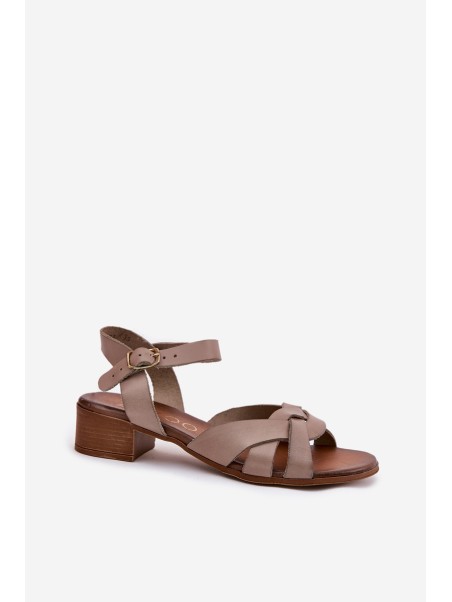 Leather Sandals On A Delicate Heel Beige Zazoo 40372