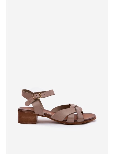 Leather Sandals On A Delicate Heel Beige Zazoo 40372