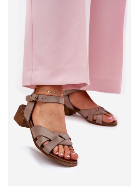 Leather Sandals On A Delicate Heel Beige Zazoo 40372