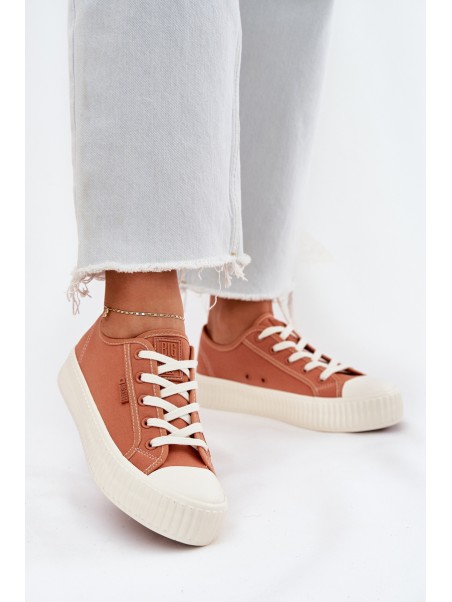 Women s fabric sneakers on platform Big Star RR274778 Orange