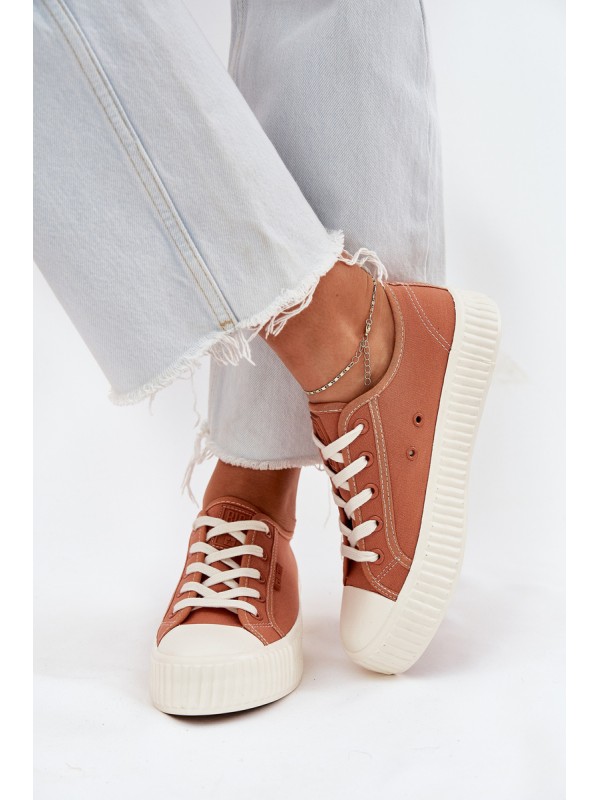 Women s fabric sneakers on platform Big Star RR274778 Orange