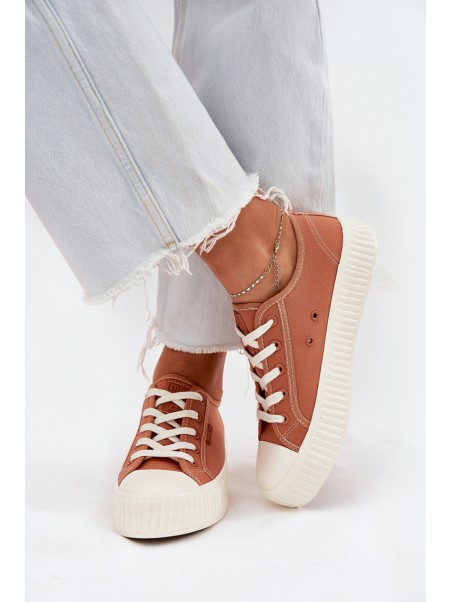 Women s fabric sneakers on platform Big Star RR274778 Orange