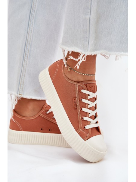 Women s fabric sneakers on platform Big Star RR274778 Orange