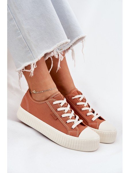 Women s fabric sneakers on platform Big Star RR274778 Orange