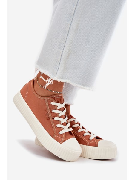 Women s fabric sneakers on platform Big Star RR274778 Orange