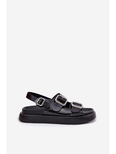 Leather Patent Women Sandals With Buckles Big Star RR274662 Black