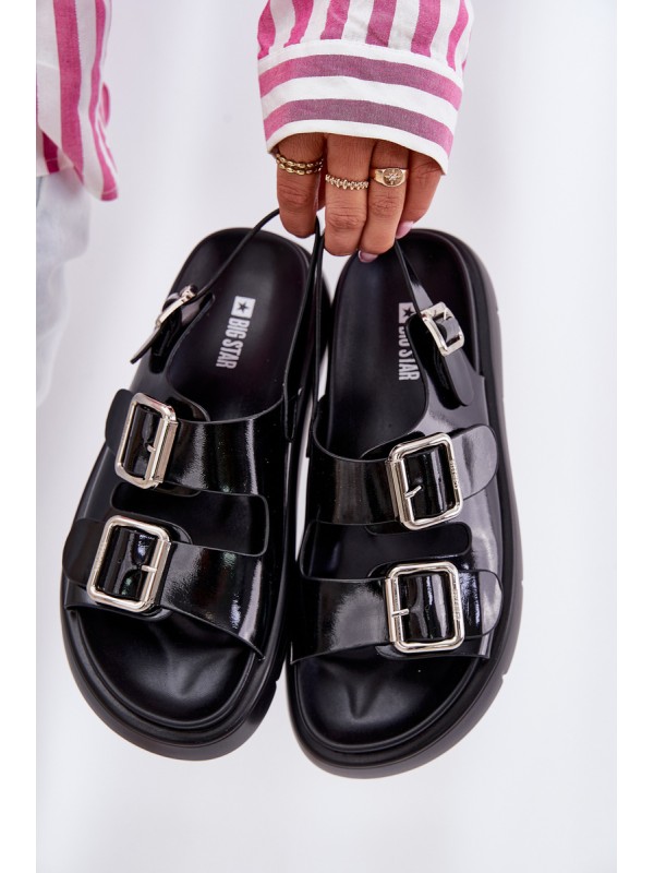 Leather Patent Women Sandals With Buckles Big Star RR274662 Black