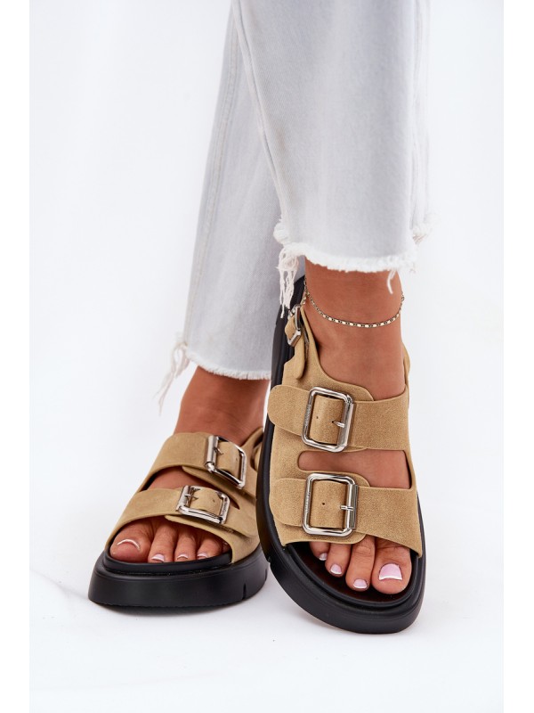 Suede Women's Sandals With Buckles Big Star RR274665 Beige