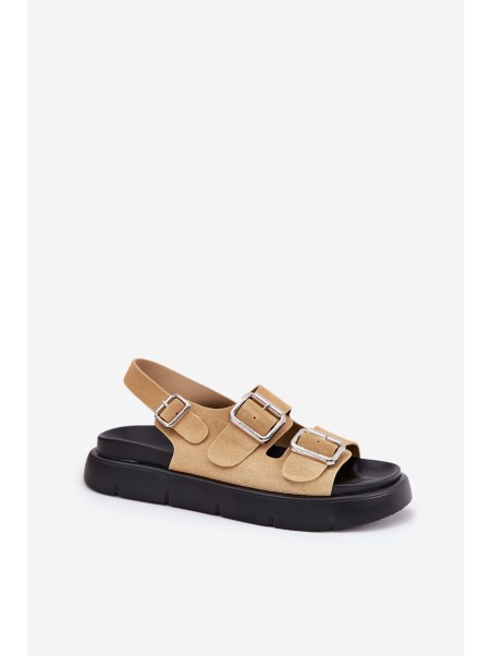 Suede Women's Sandals With Buckles Big Star RR274665 Beige