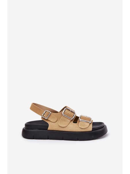 Suede Women's Sandals With Buckles Big Star RR274665 Beige