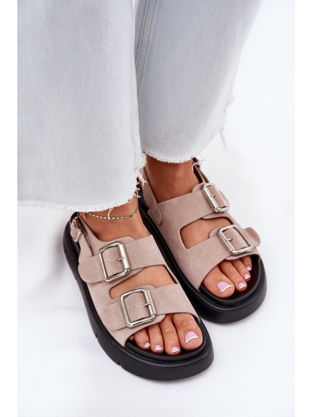 Suede Women's Sandals with Buckles Big Star RR274663 Light Pink