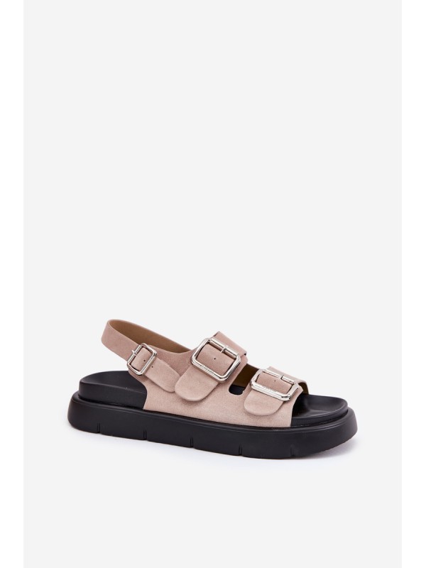 Suede Women's Sandals with Buckles Big Star RR274663 Light Pink