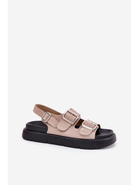 Suede Women's Sandals with Buckles Big Star RR274663 Light Pink