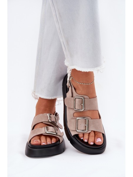 Suede Women's Sandals with Buckles Big Star RR274663 Light Pink