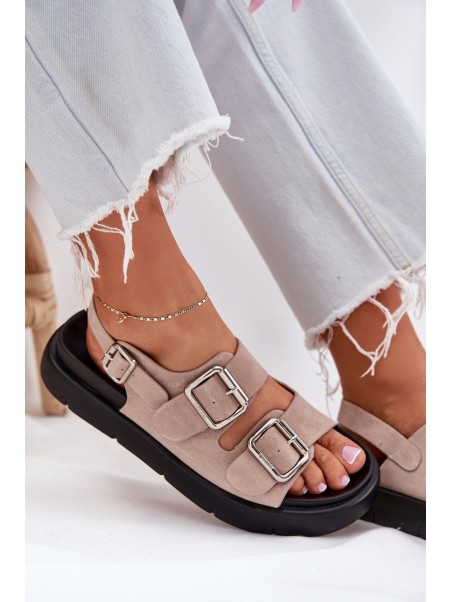 Suede Women's Sandals with Buckles Big Star RR274663 Light Pink