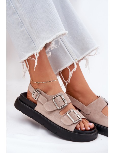 Suede Women's Sandals with Buckles Big Star RR274663 Light Pink