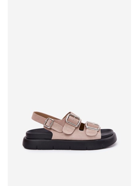Suede Women's Sandals with Buckles Big Star RR274663 Light Pink