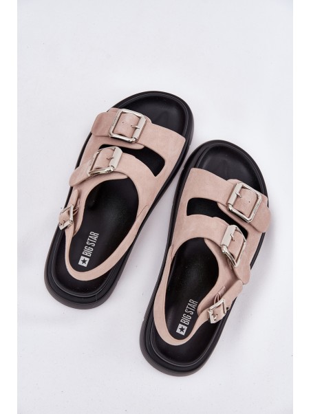 Suede Women's Sandals with Buckles Big Star RR274663 Light Pink