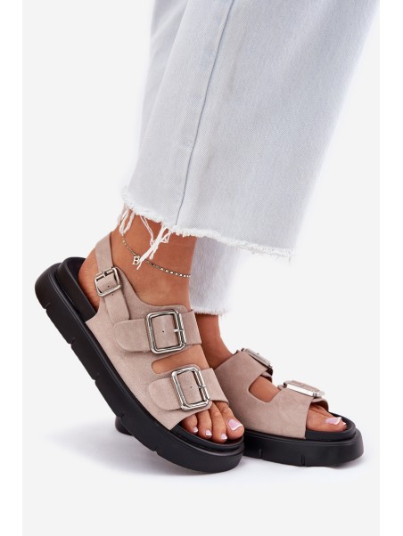 Suede Women's Sandals with Buckles Big Star RR274663 Light Pink