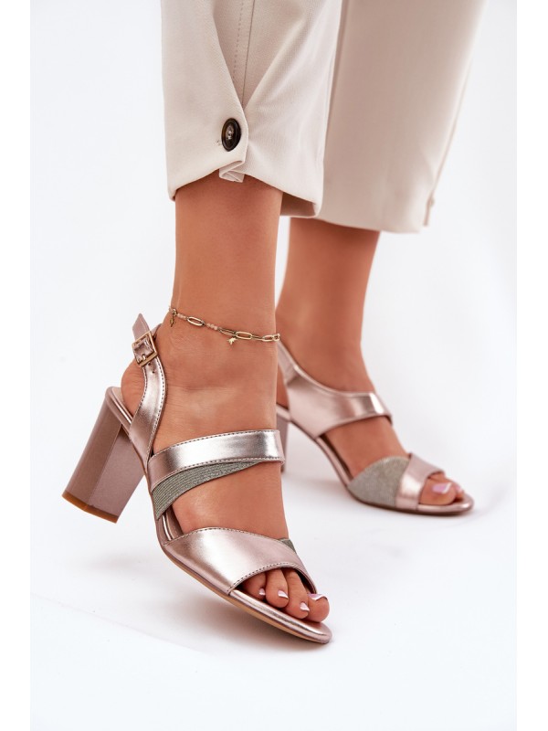 Women's Heeled Sandals Sergio Leone SK866 Rose Gold