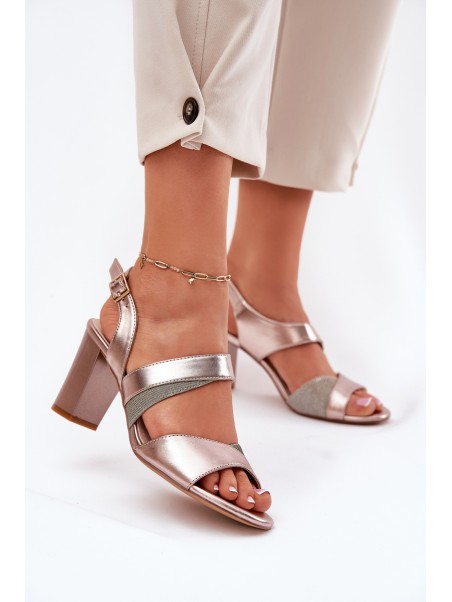 Women's Heeled Sandals Sergio Leone SK866 Rose Gold