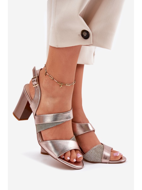Women's Heeled Sandals Sergio Leone SK866 Rose Gold