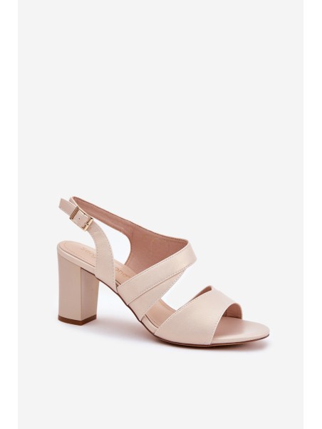 Ladies Sandals On Heel Beige Sergio Leone SK866