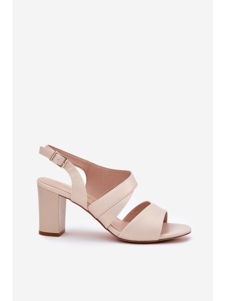 Ladies Sandals On Heel Beige Sergio Leone SK866