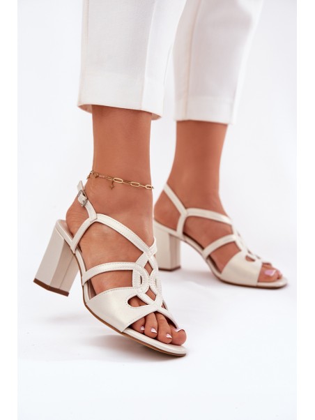 Ladies Heeled Sandals Sergio Leone SK884 Pearl