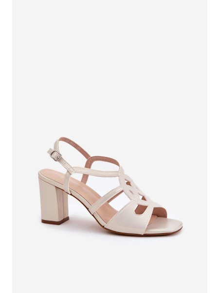 Ladies Heeled Sandals Sergio Leone SK884 Pearl