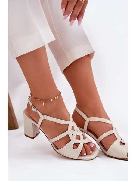 Ladies Heeled Sandals Sergio Leone SK884 Pearl