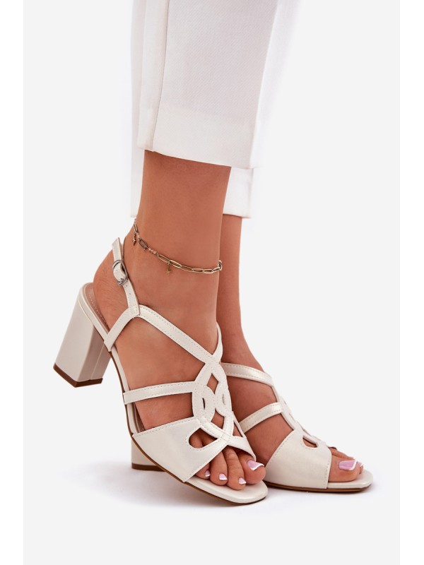 Ladies Heeled Sandals Sergio Leone SK884 Pearl