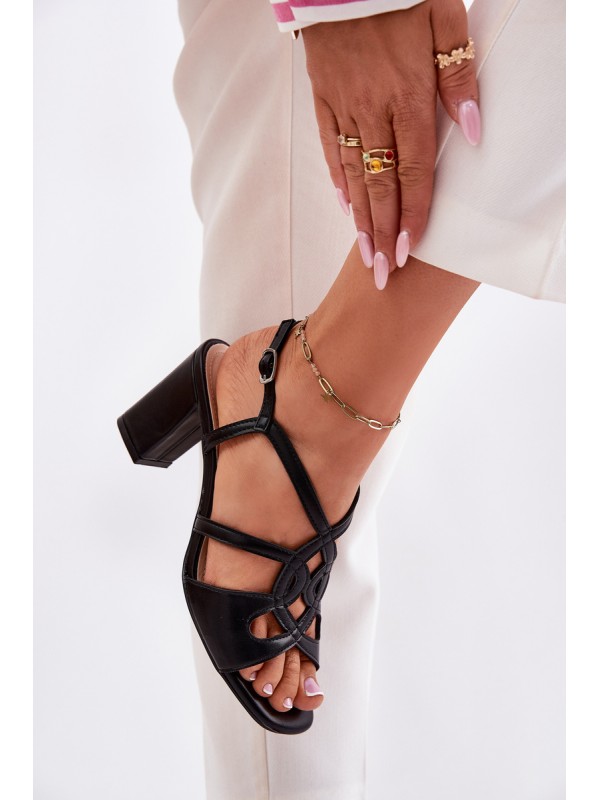 Ladies Heeled Sandals Sergio Leone SK884 Black