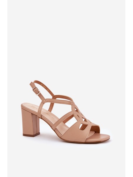 Women's sandals on block heel beige Sergio Leone SK884