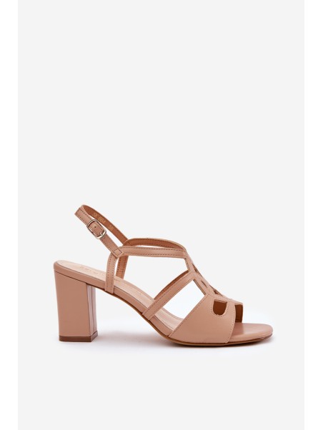 Women's sandals on block heel beige Sergio Leone SK884