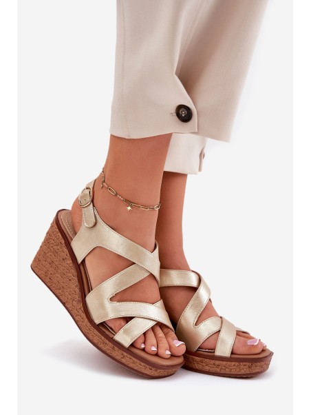 Wedge Sandals for Women Sergio Leone SK223 Gold