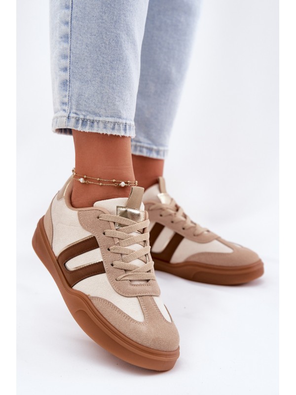 Women's Sneakers Made Of Eco Suede Beige Satylies 2