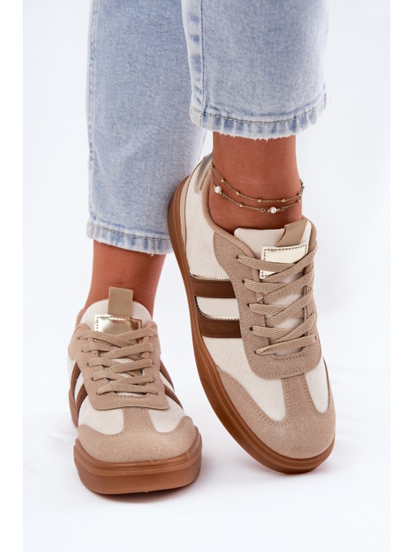 Women's Sneakers Made Of Eco Suede Beige Satylies