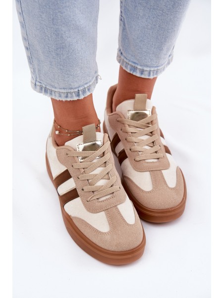 Women's Sneakers Made Of Eco Suede Beige Satylies