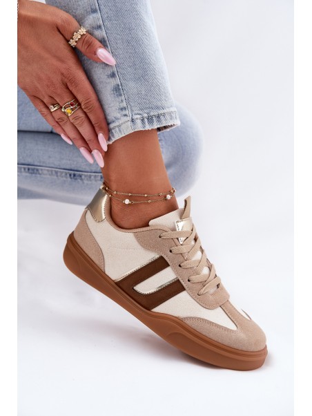 Women's Sneakers Made Of Eco Suede Beige Satylies