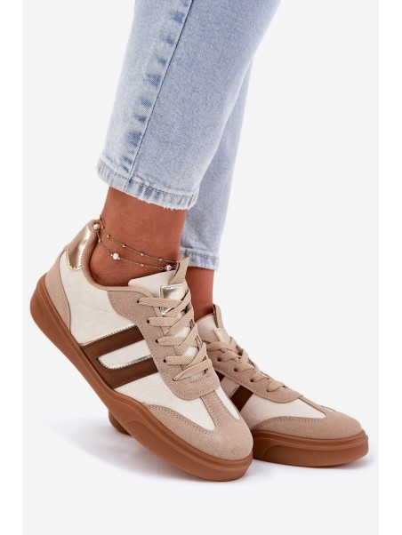 Women's Sneakers Made Of Eco Suede Beige Satylies