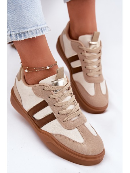 Women's Sneakers Made Of Eco Suede Beige Satylies