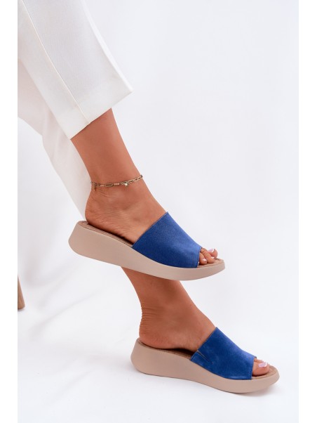 Women's Suede Wedge Sandals Panto Fino Blue RR267041