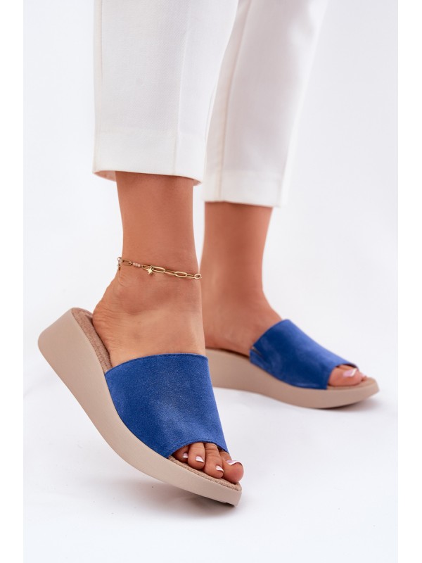Women's Suede Wedge Sandals Panto Fino Blue RR267041