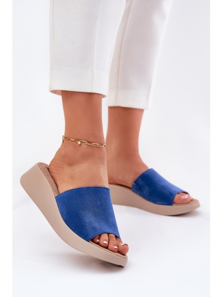 Women's Suede Wedge Sandals Panto Fino Blue RR267041